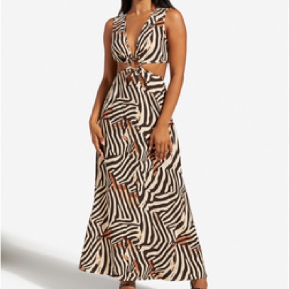 Zebra Printed Cutout Maxi Dress